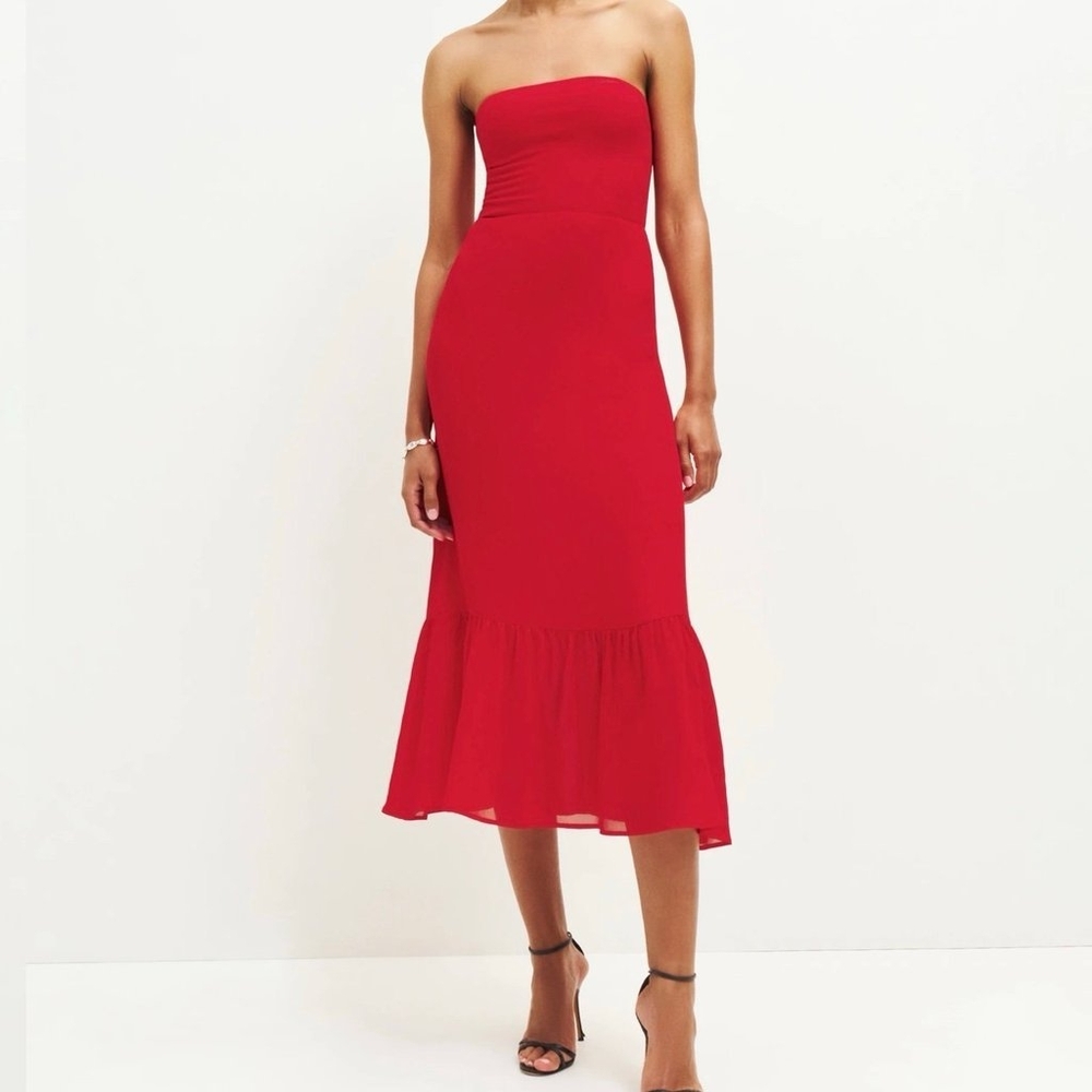 Strapless Red Reformation Dress - Picture 1 of 4